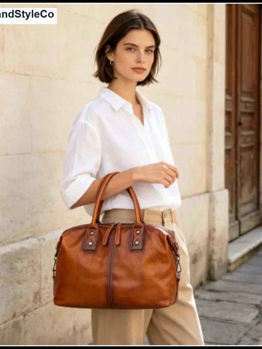 Genuine Leather Satchel Tote Bag Top Handle Handbag Designer Shoulder Bag